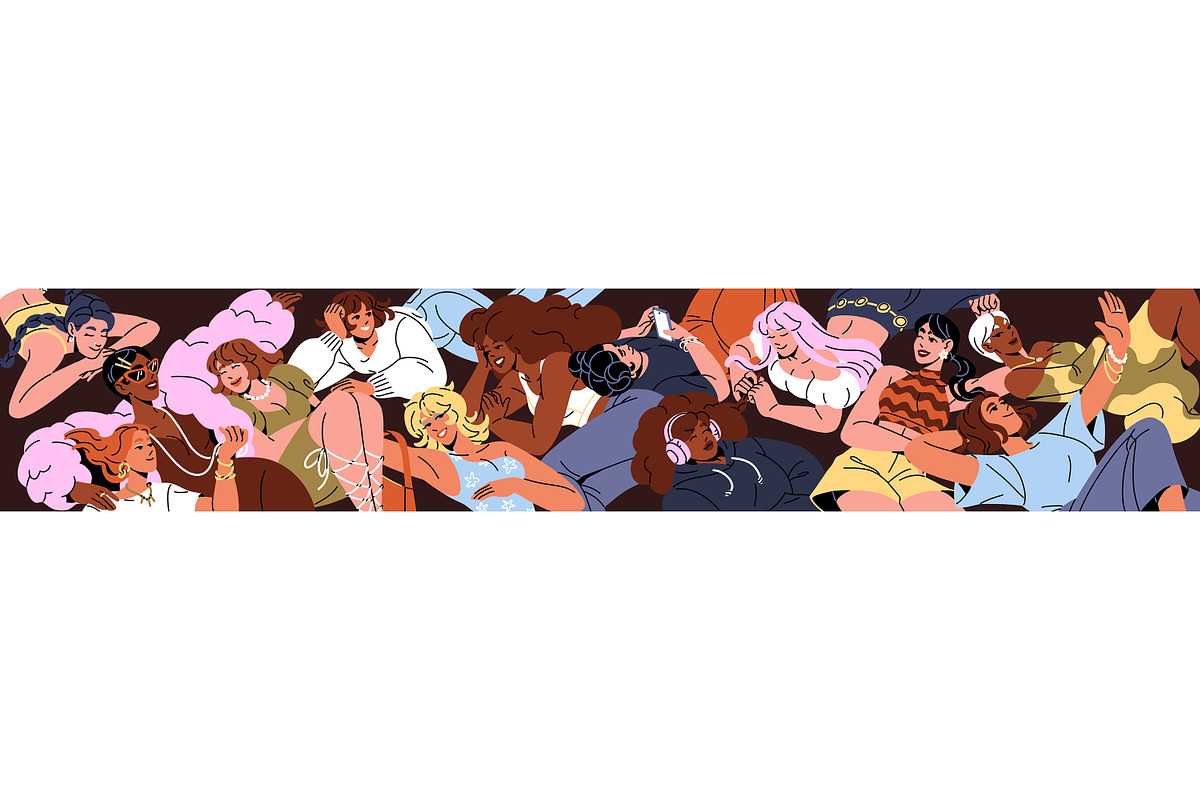 Diverse young women together banner, a Person Illustration by PaperTrident (Photo 1 of 3)