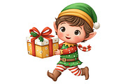 Whimsical Christmas Elf Clipart, an Illustration by Craft Nest (Thumbnail 7 of 11)