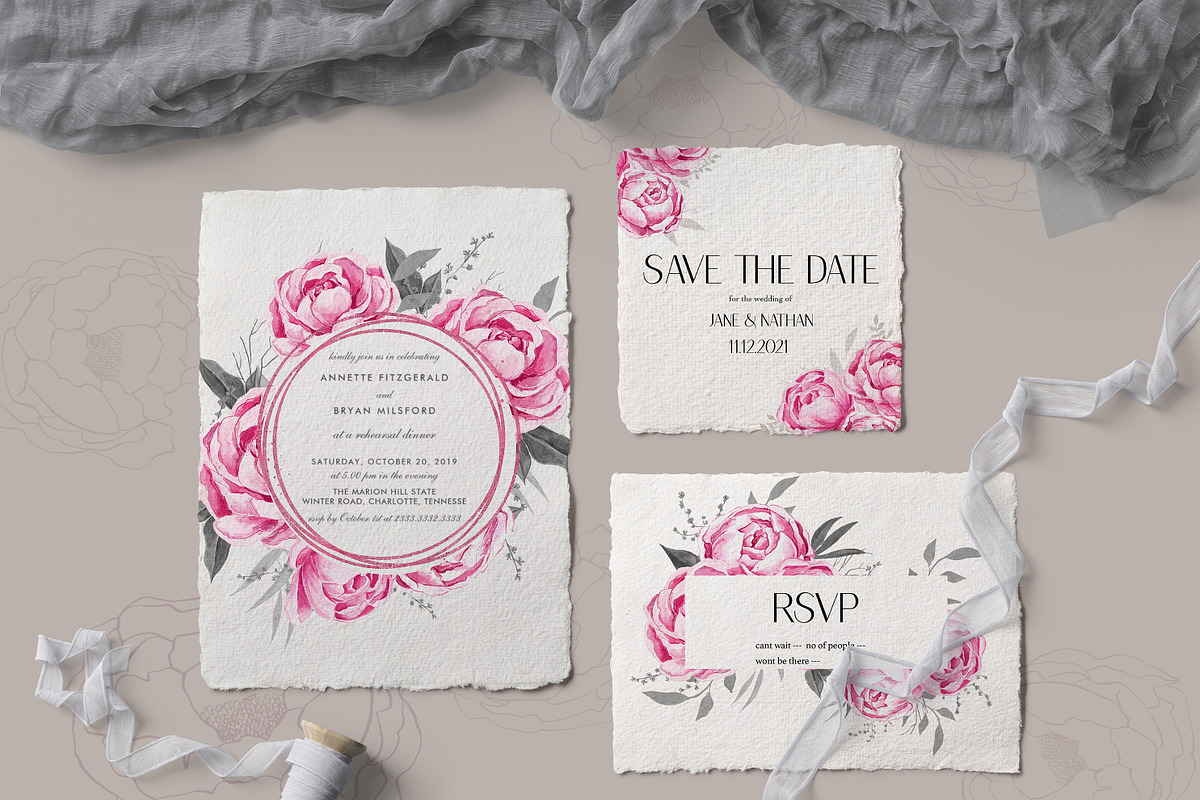 Peony Watercolor Collection, an Illustration by Backyard Rose (Photo 8 of 16)