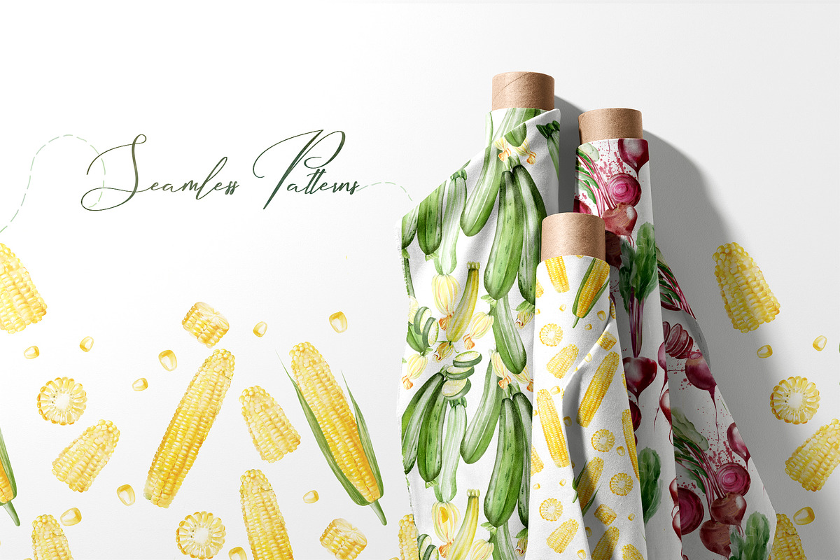 Watercolor Vegetables Pattern, a Pattern Graphic by Knopazyzy (Photo 3 of 7)