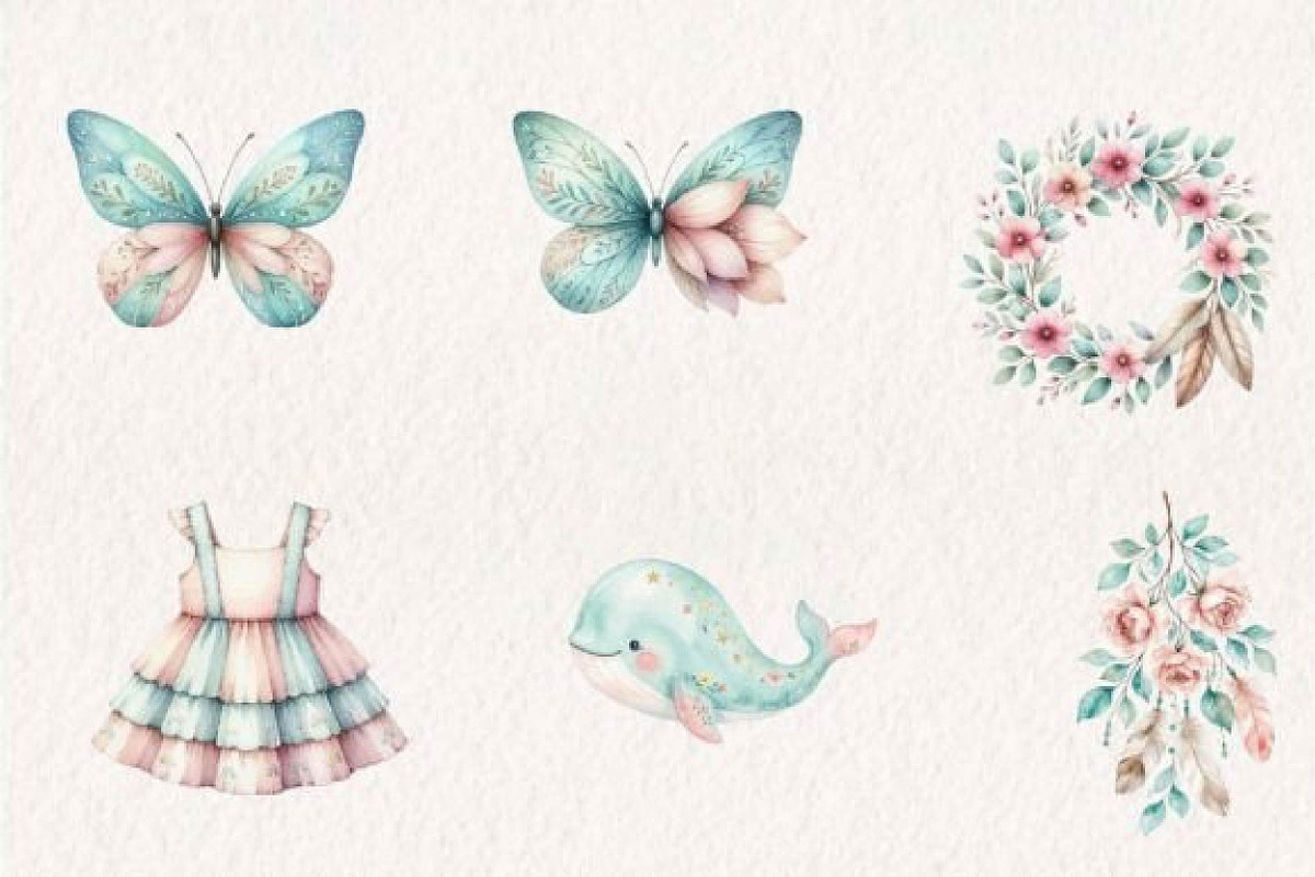 Boho Coquet Clipart,Boho Nursery, a Seasonal Illustration by CreationArt (Photo 2 of 7)