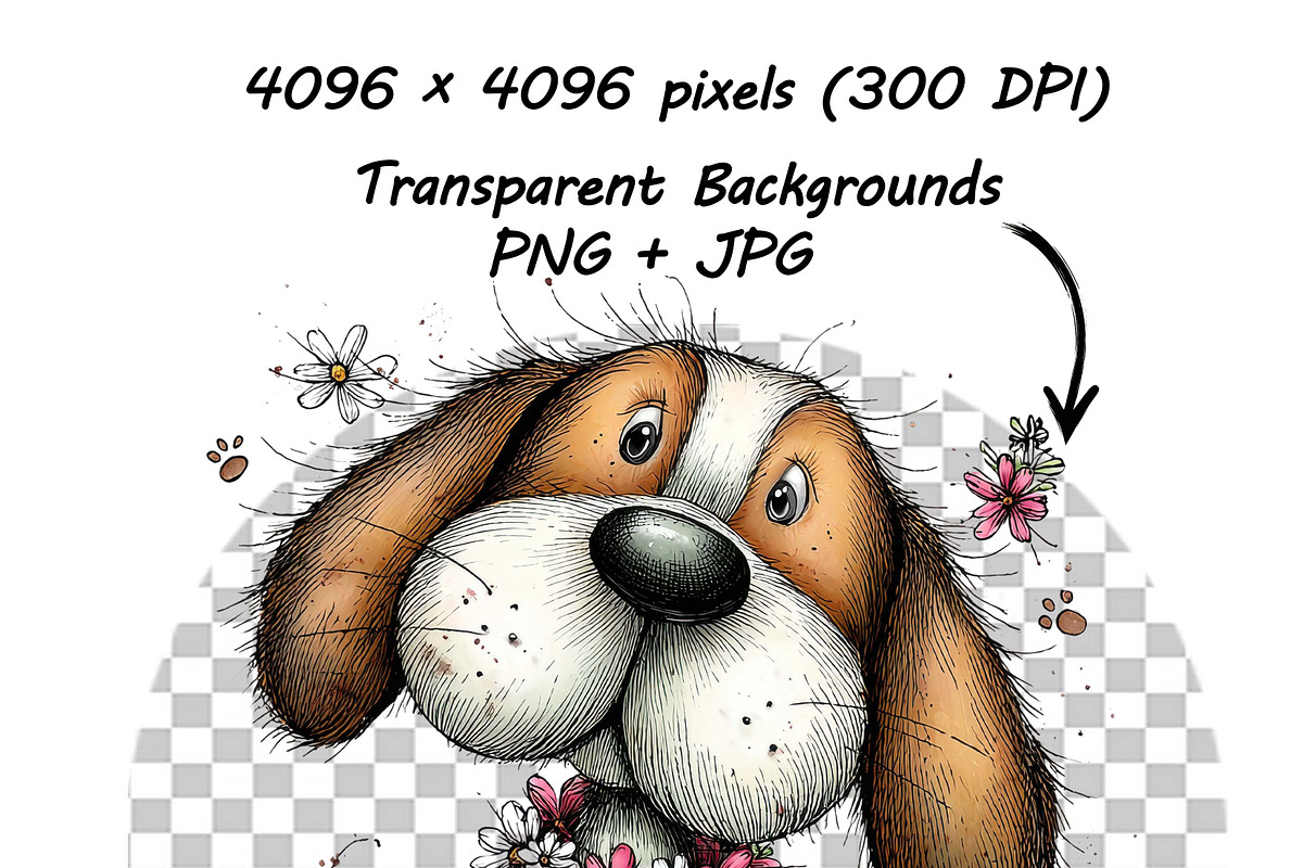 Whimsical Dogs Floral Clipart Spring, a Graphic by one-touch (Photo 15 of 19)
