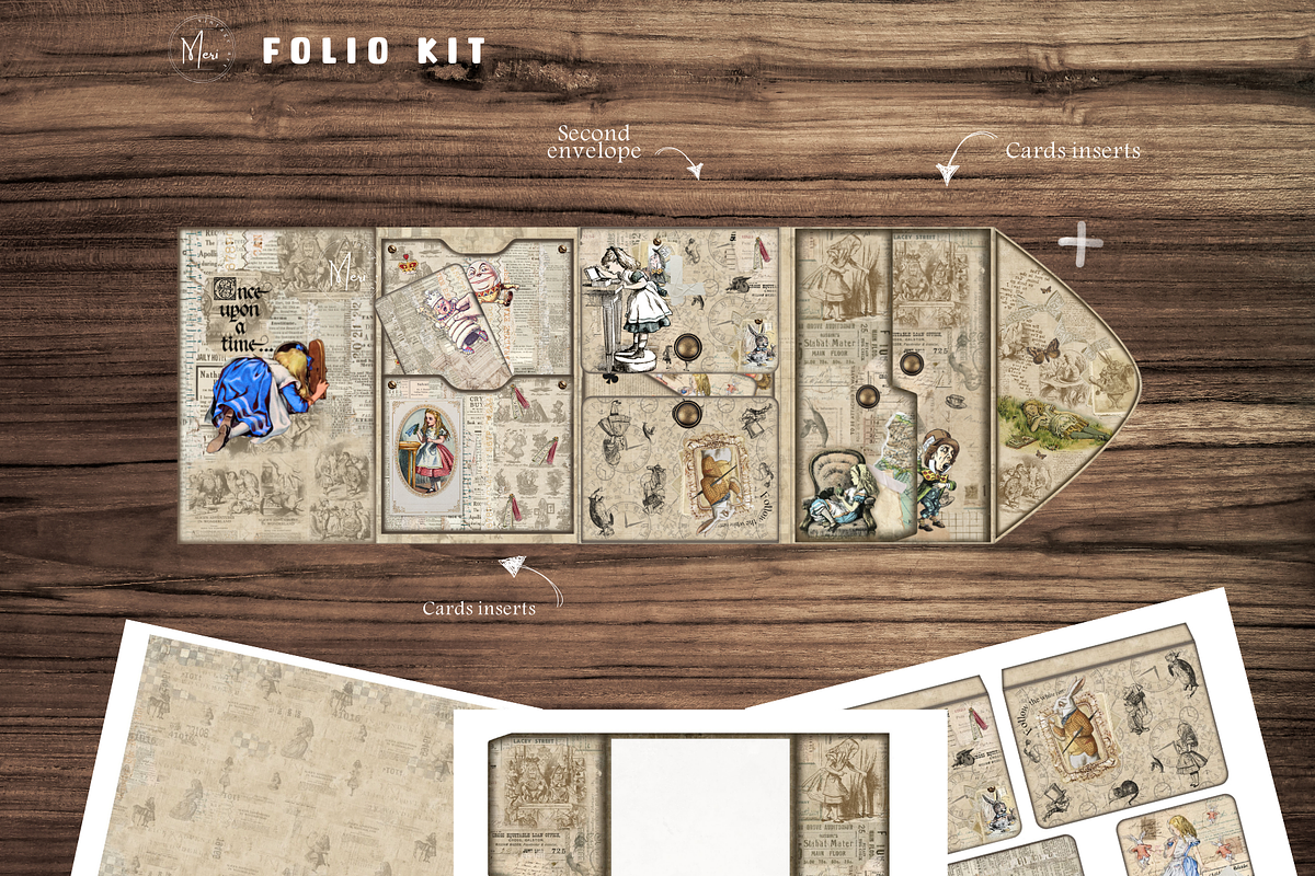 Alice in Wonderland Grunge Folio kit, a Decorative Illustration by meribela (Photo 4 of 6)