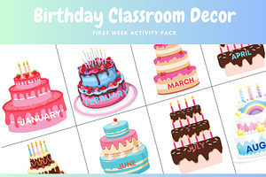 Birthday Classroom Decor with cards