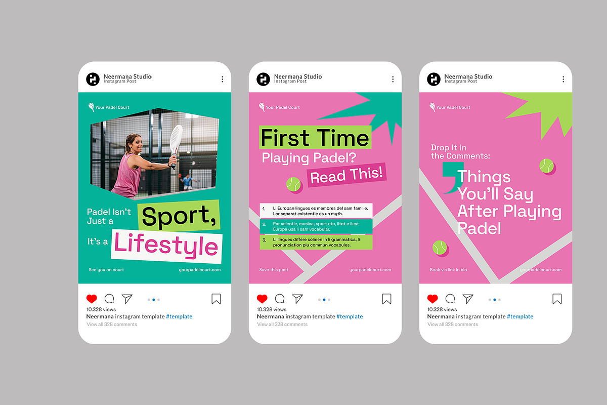 Teal Pink Padel Court Instagram Post, a Social Media Template by Neermana (Photo 4 of 4)