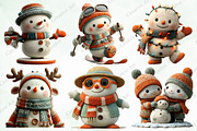 Christmas Snowman Clipart Bundle, an Illustration by Creative Art (Thumbnail 7 of 10)