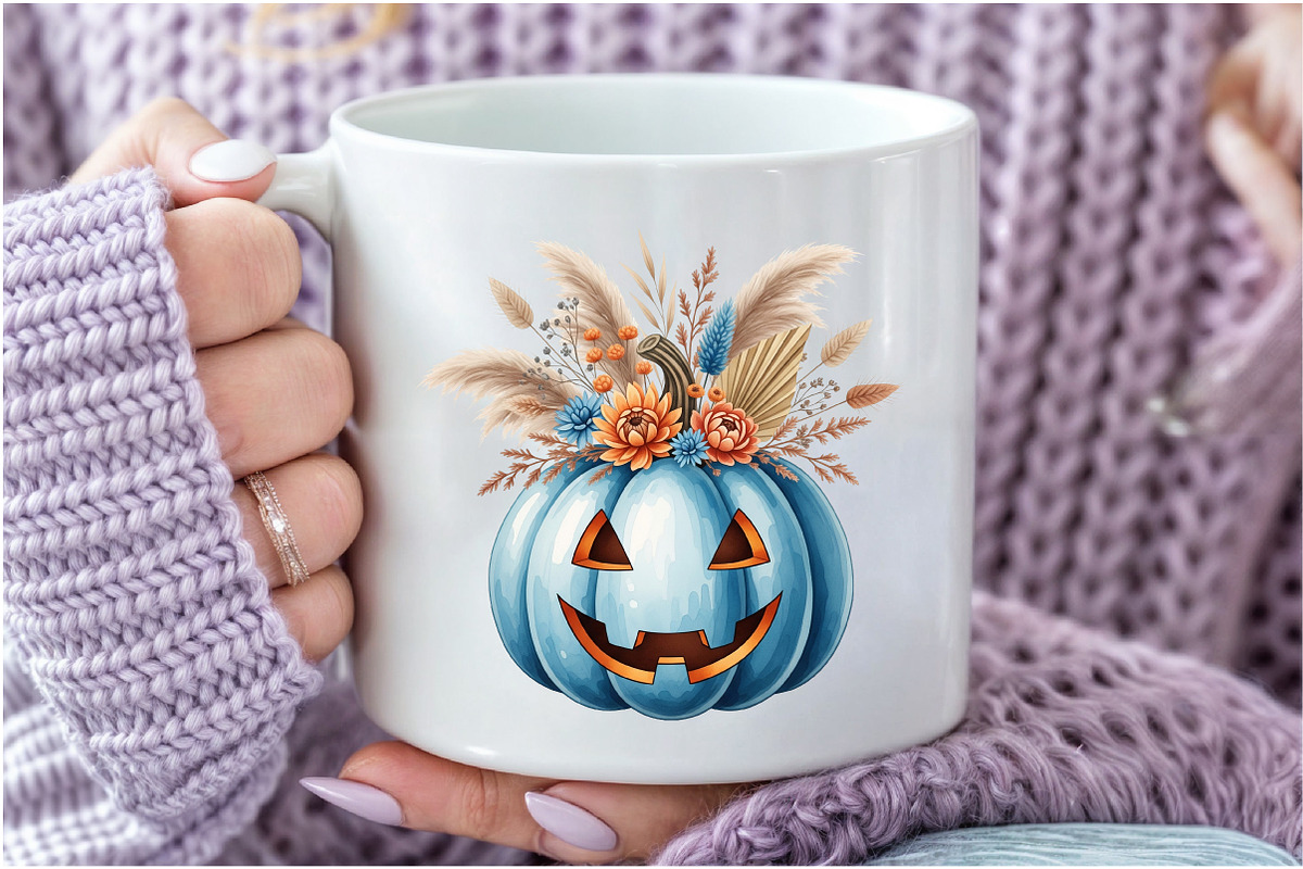 Blue Boho Halloween Sublimation PNG, an Illustration by Craft Nest (Photo 6 of 9)