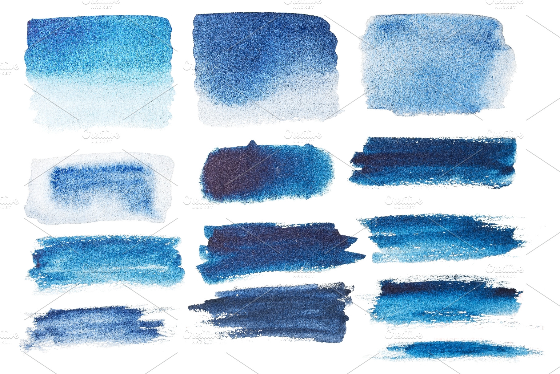 Blue watercolor paint brush strokes, an Abstract Photo by Fascinadora
