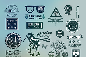 Hipster Label, Icon, Elements Set