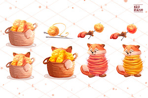 Fox Magic Knitter Clipart.