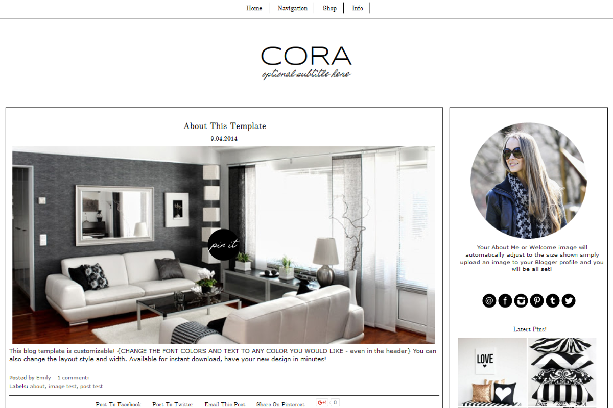 Blogger Template Black & White Cora, a Templates & Theme by BD Web Studio (Photo 1 of 3)