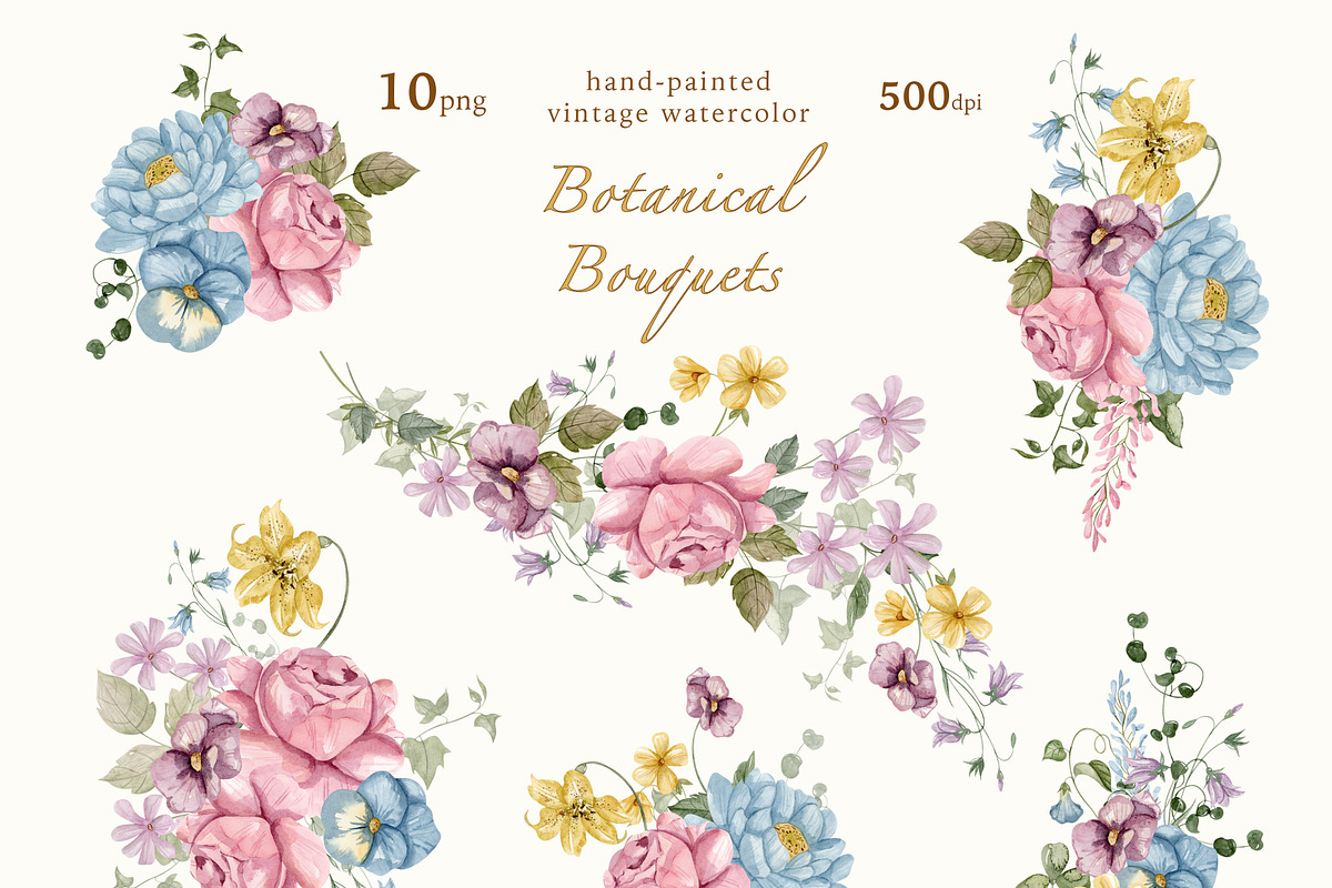 Vintage Garden Watercolor Clipart, a Decorative Illustration by Ooh Lily (Photo 16 of 23)