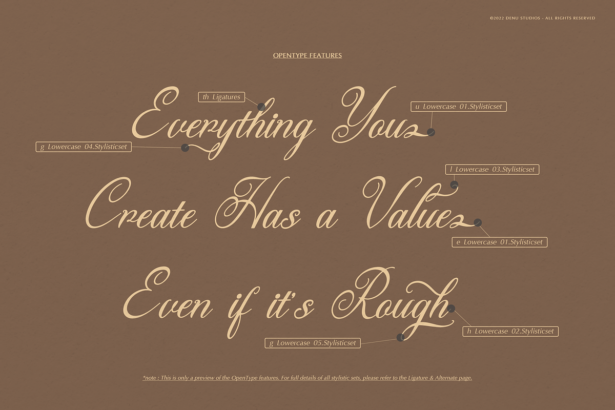 Kollegaly Rosalina Calligraphy Font, a Script Font by Denustudios (Photo 3 of 12)