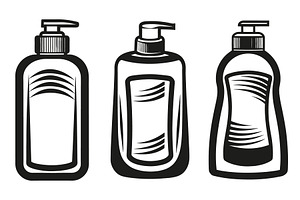 Three pump dispenser bottles Vectors, an Object Graphic by Billah Hub