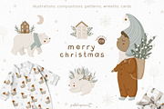 Kids Christmas clipart & pattern, an Animal Illustration by polikarpovaart (Thumbnail 1 of 14)