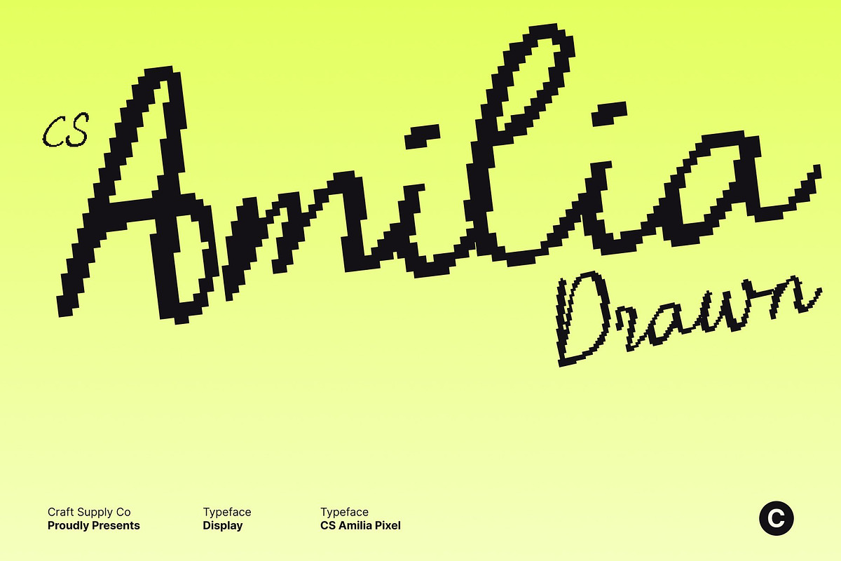CS Amilia Pixel, a Script Font by Craft Supply Co. (Photo 1 of 8)