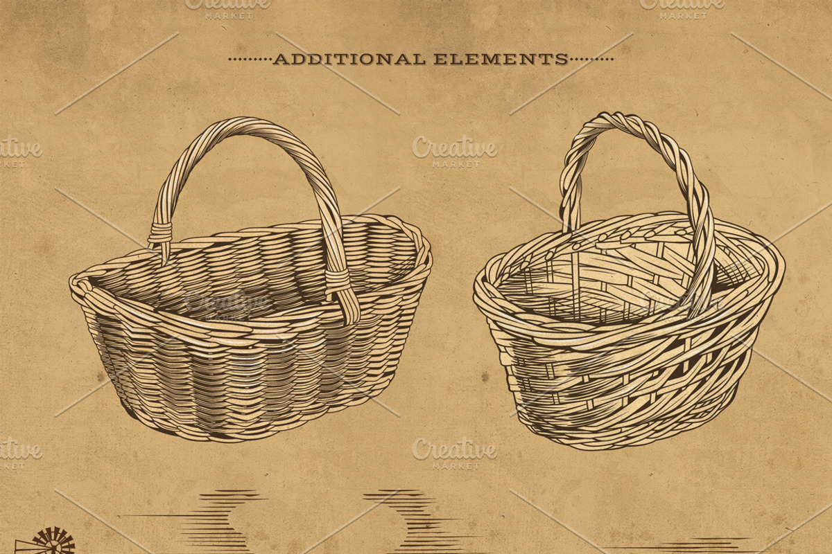 Vintage Fruits & Vegetables Baskets, an Object Graphic by ConceptCafe (Photo 7 of 7)