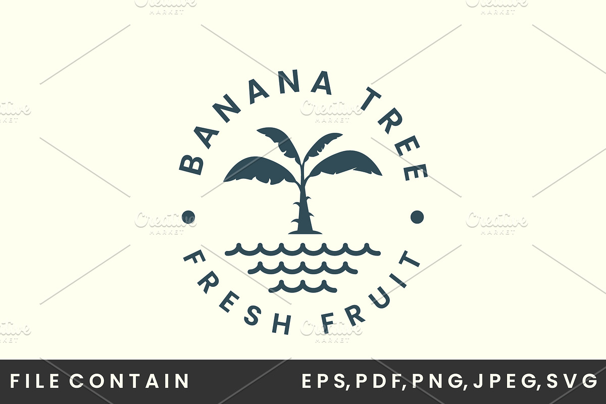 banana tree with water logo vintage, a Branding & Logo Template by SD 22