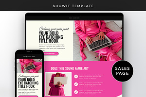 Pink Sales Page Showit Template