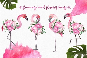 Flamingo And Flowers