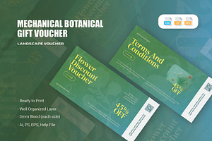Mechanical Botanical - Gift Voucher, a Print Template by AQR Studio