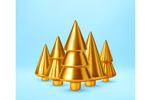 Collection of 3D golden christmas, an Object Illustration by Abscent