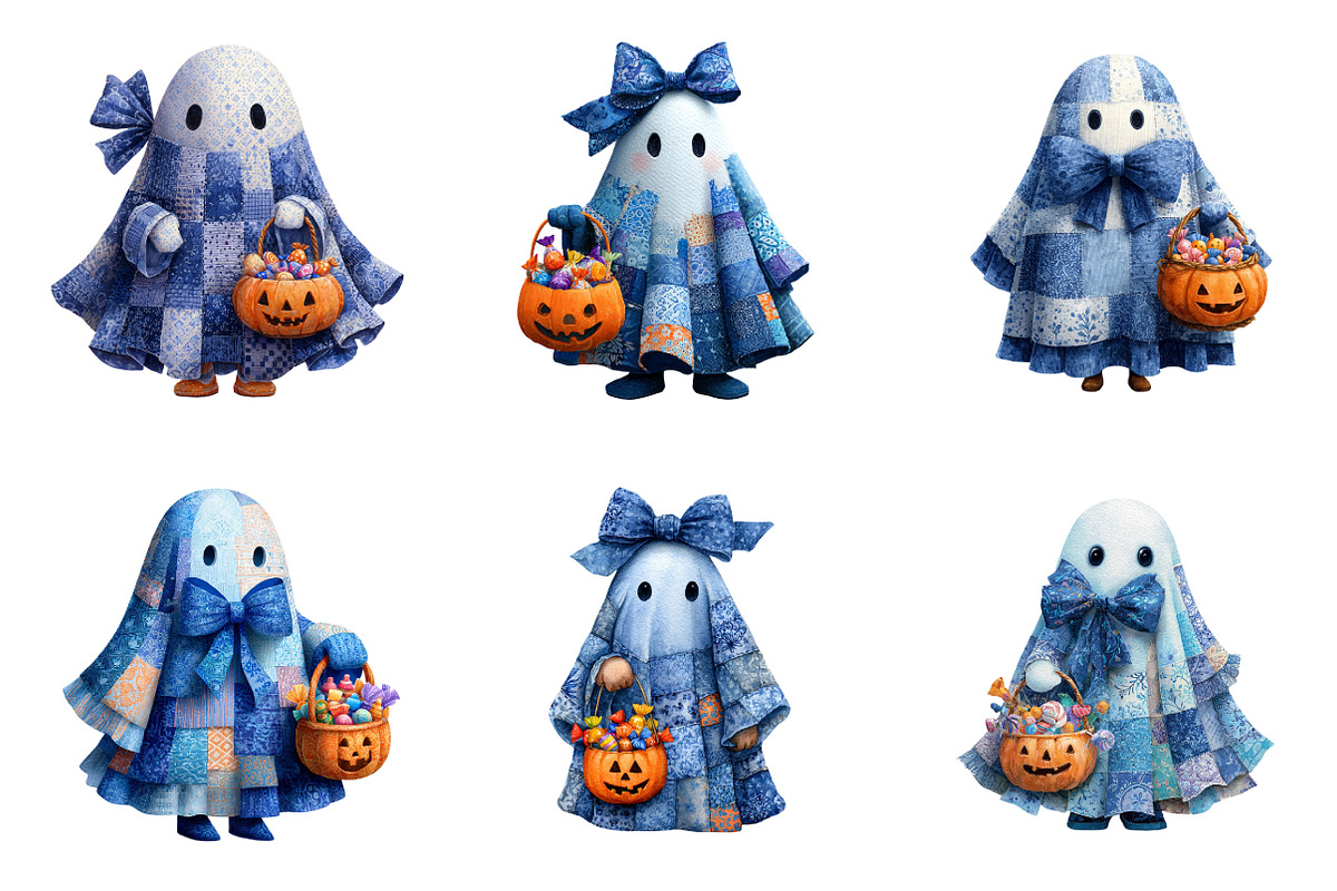 Halloween Blue Denim Ghost PNG, an Illustration by SinaCreation (Photo 4 of 7)