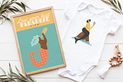 Retro Mermaids clipart and patterns, a Person Illustration by Paper Cherry (Thumbnail 9 of 18)
