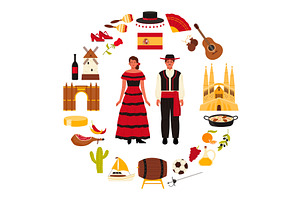 Travel to Spain, Spanish culture and, a Food Illustration by Flashvector