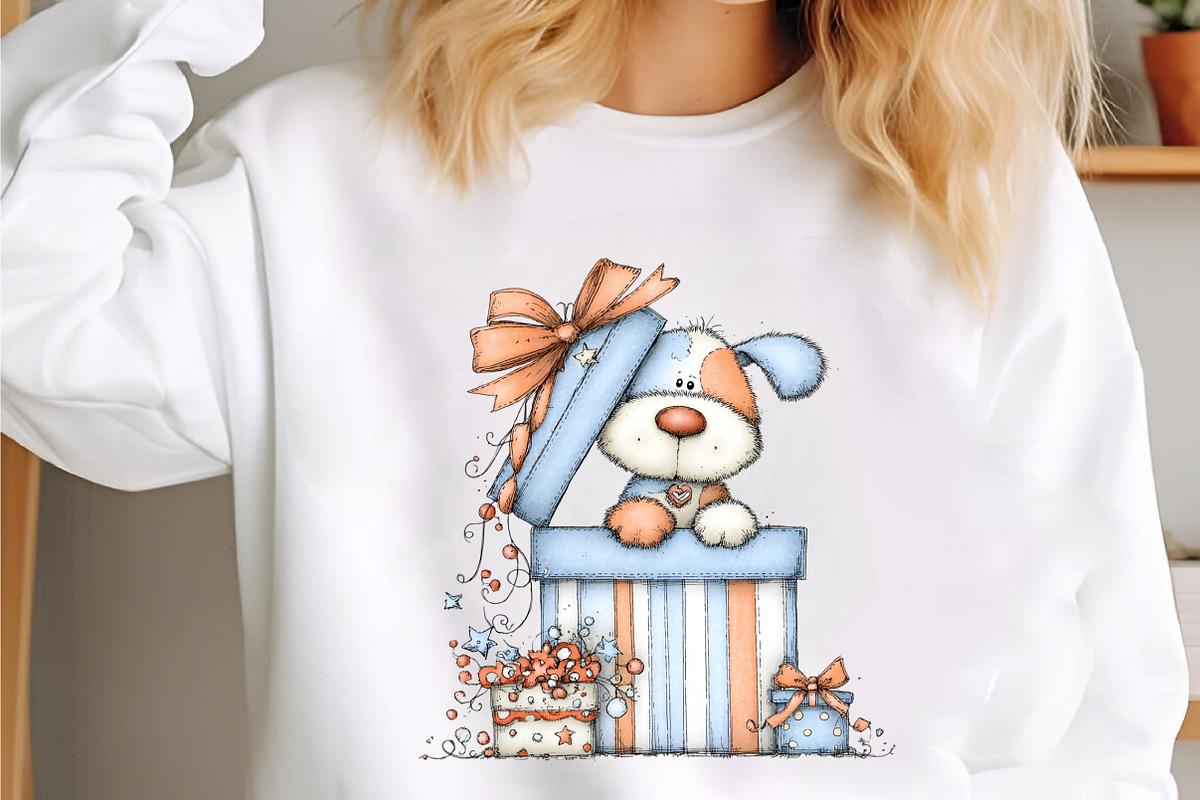 Whimsical Christmas Dog Clipart, an Illustration by designcity5 (Photo 3 of 5)