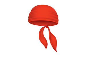 Red realistic bandana on head. Youth, an Object Illustration by the8monkey