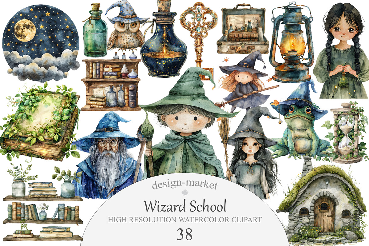 Wizard School Clipart, an Illustration by Design Market (Photo 1 of 4)