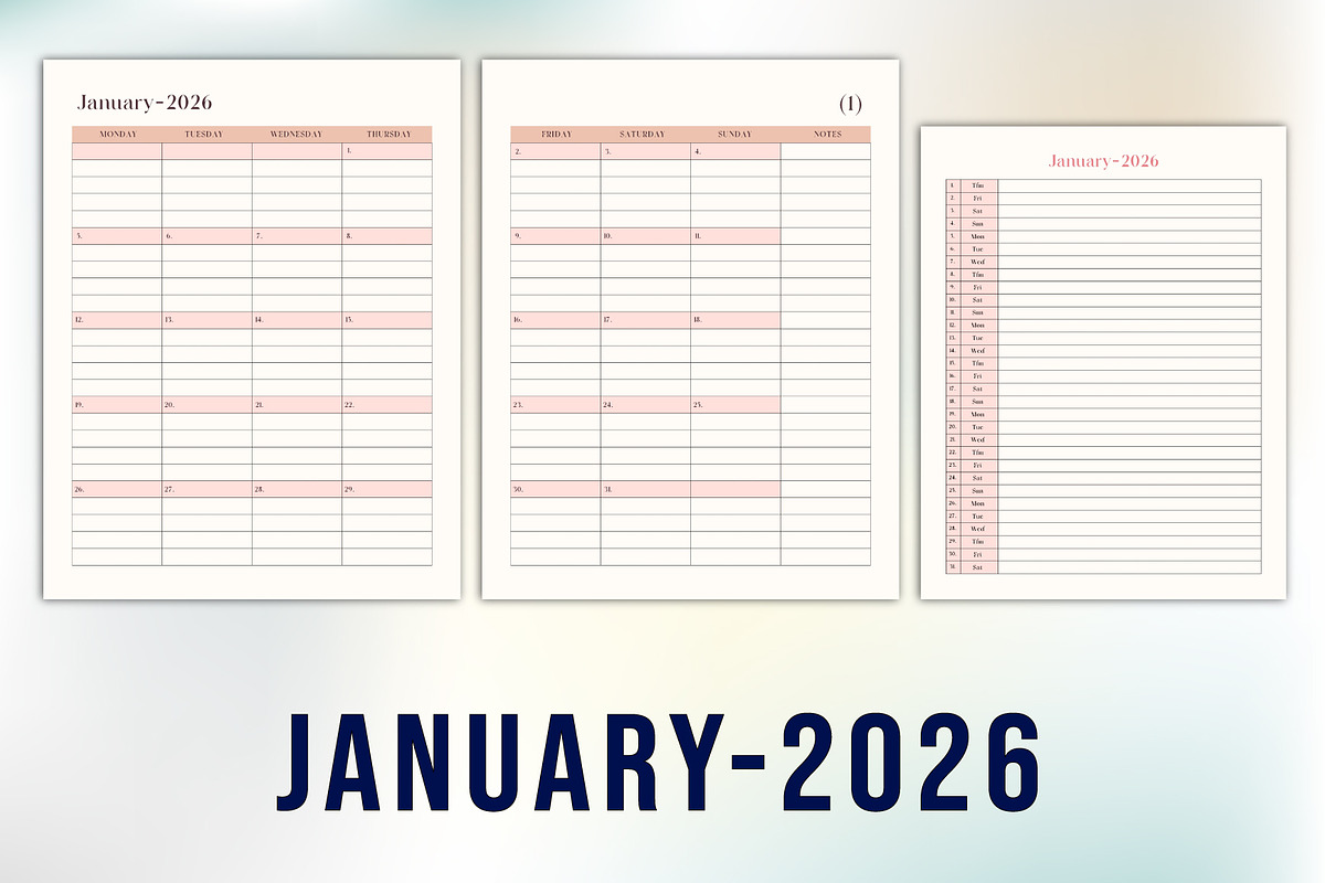 2026 Monthly Organizer Printable, a Stationery Template by Designmela01 (Photo 4 of 8)