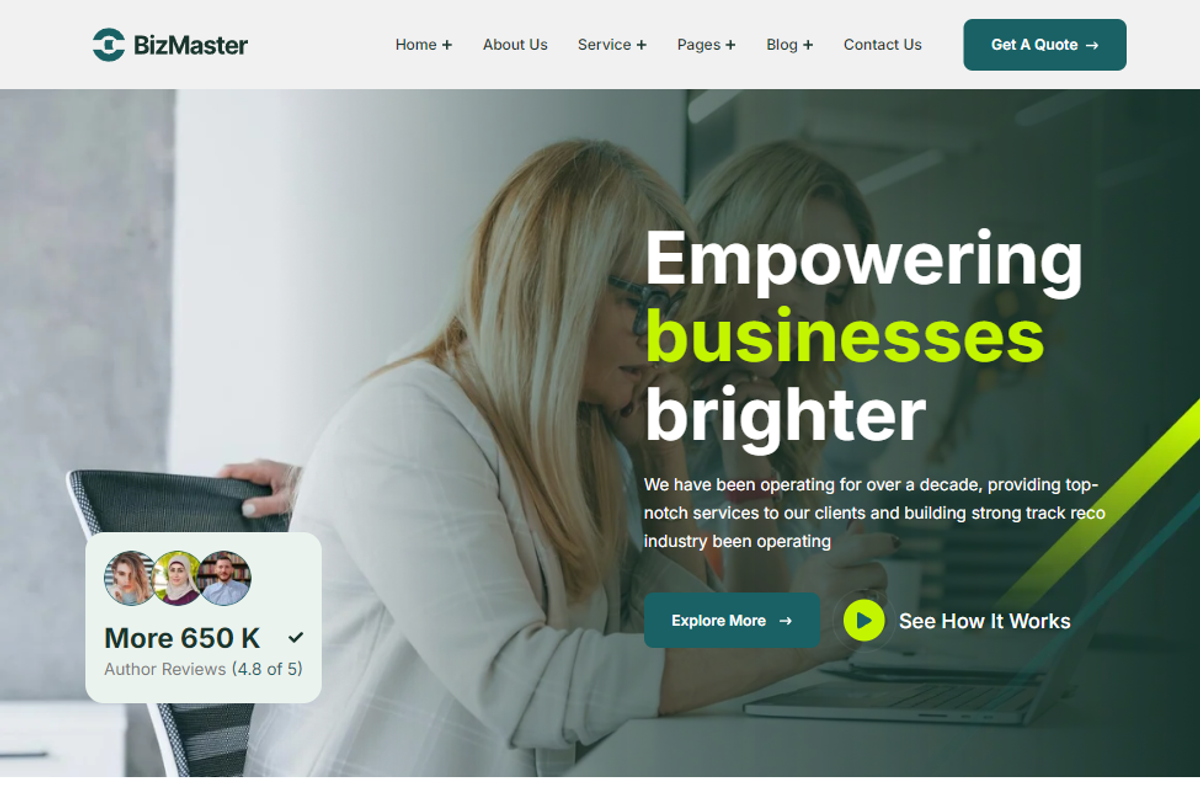 Business Consulting WordPress Theme, a WordPress Template by UInstrument (Photo 2 of 11)