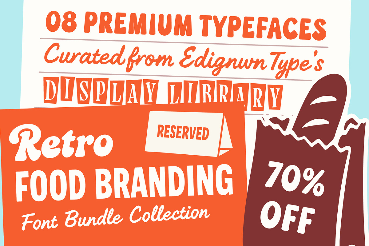 Retro Food Branding - Font Bundle, a Script Font by Edignwn Type (Photo 1 of 12)