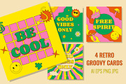 Set of Retro Groovy cards, an Illustration by T Bild (Thumbnail 1 of 3)