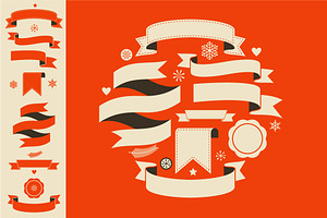 Set of christmas ribbons & banners, an Illustration by Marish