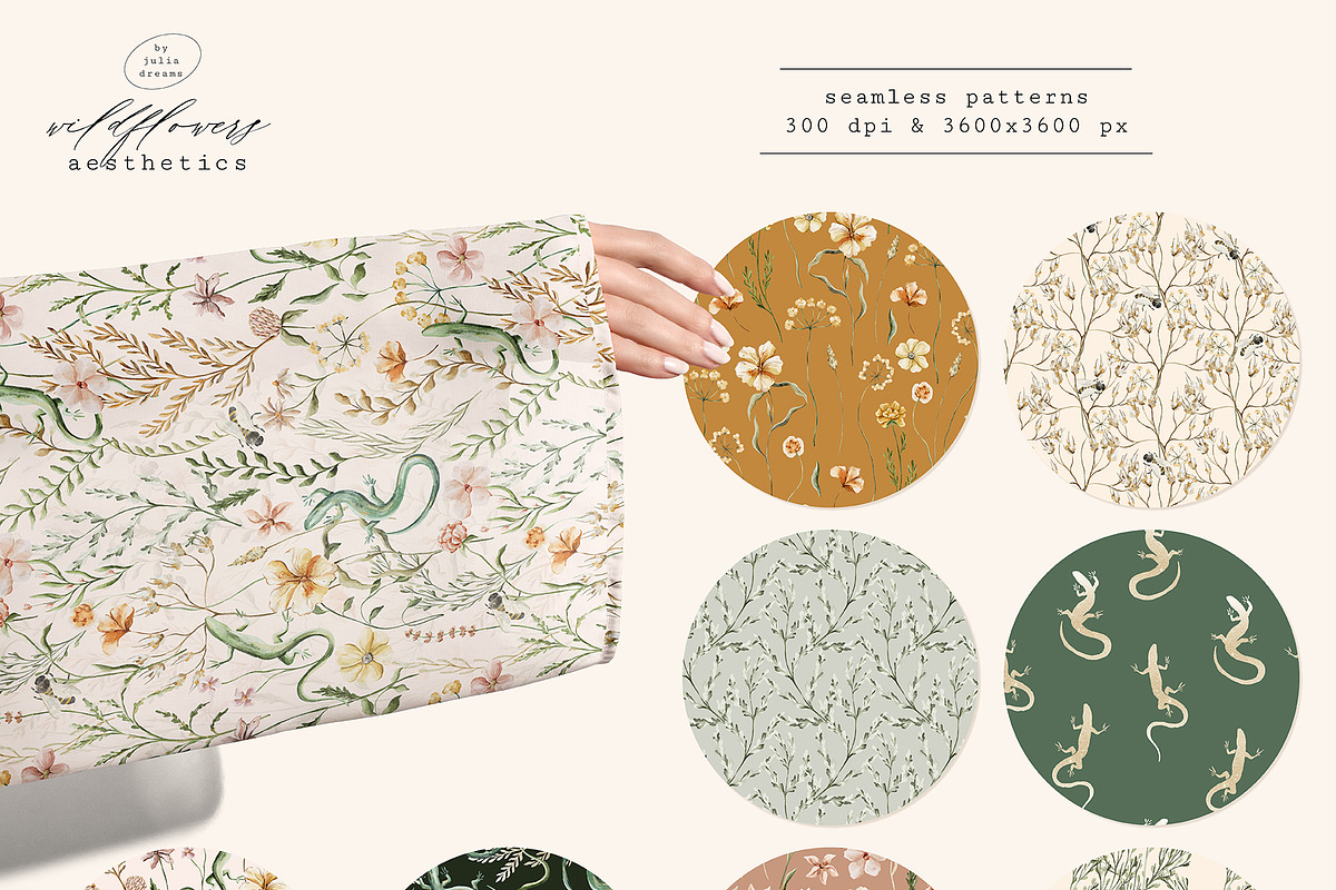 Wildflowers Aesthetics Watercolor, a Texture Illustration by Julia Dreams (Photo 5 of 8)