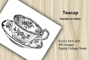 Sheet Transfer to Fabric - Teacup, a Print Template by Kseniya-Omega