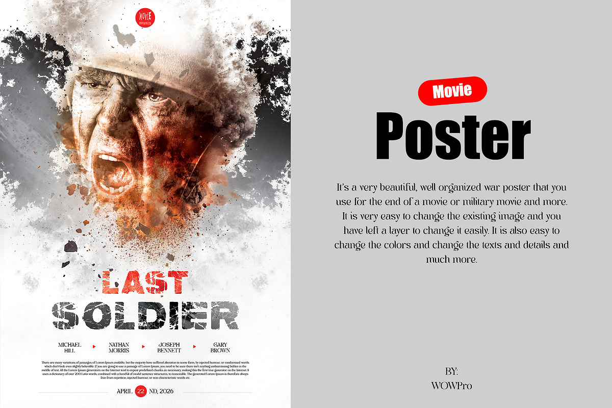 Last Soldier Movie Poster/Flyer, a Poster Template by WOWPro (Photo 2 of 5)