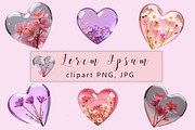 Glass Heart Flowers Clip Art, a Decorative Illustration by TetianaArt (Thumbnail 1 of 10)