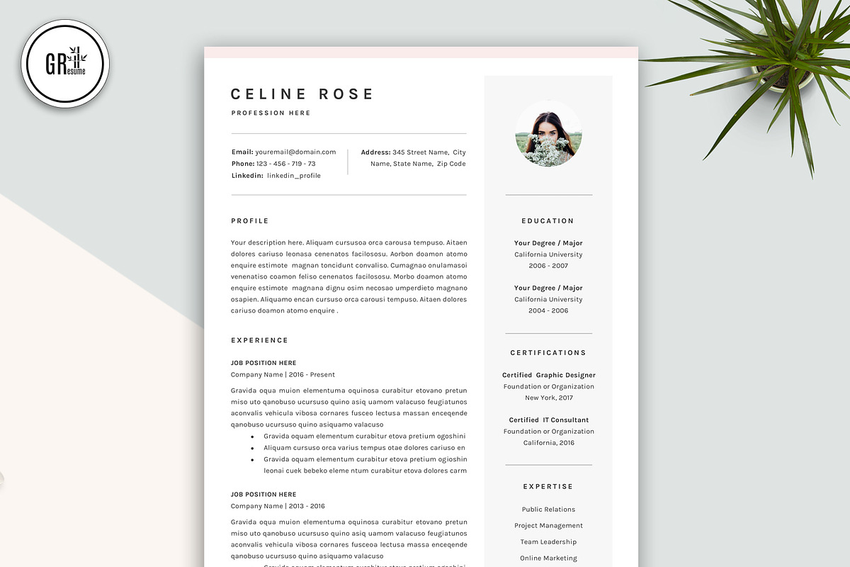Resume CV Template for MS Word, a Resume Template by GResume (Photo 2 of 7)