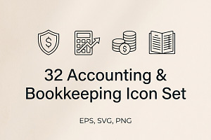 32 Accounting Bookkeeping Icon Set