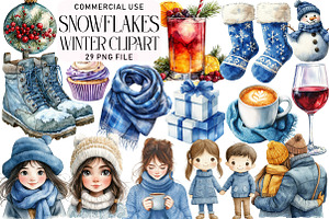Snowflakes Winter Clipart, an Illustration by Daily.Designs