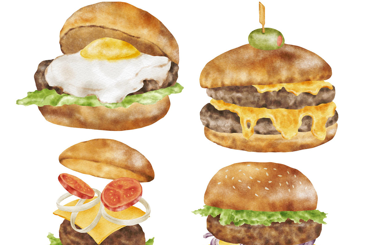 Watercolor Burger & Sandwich, a Food Illustration by ArtbyHien (Photo 6 of 6)