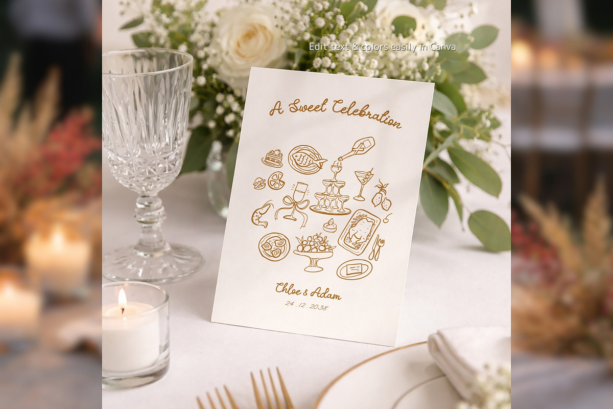 Wedding Menu Canva Template bd003, a Card Template by TyphoonStudio (Photo 5 of 8)