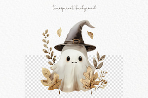 Cute Ghost Watercolor Clipart PNG