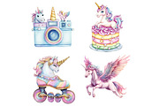 Watercolor Cute Unicorn Clipart, a Seasonal Illustration by CitraGraphics (Thumbnail 4 of 5)