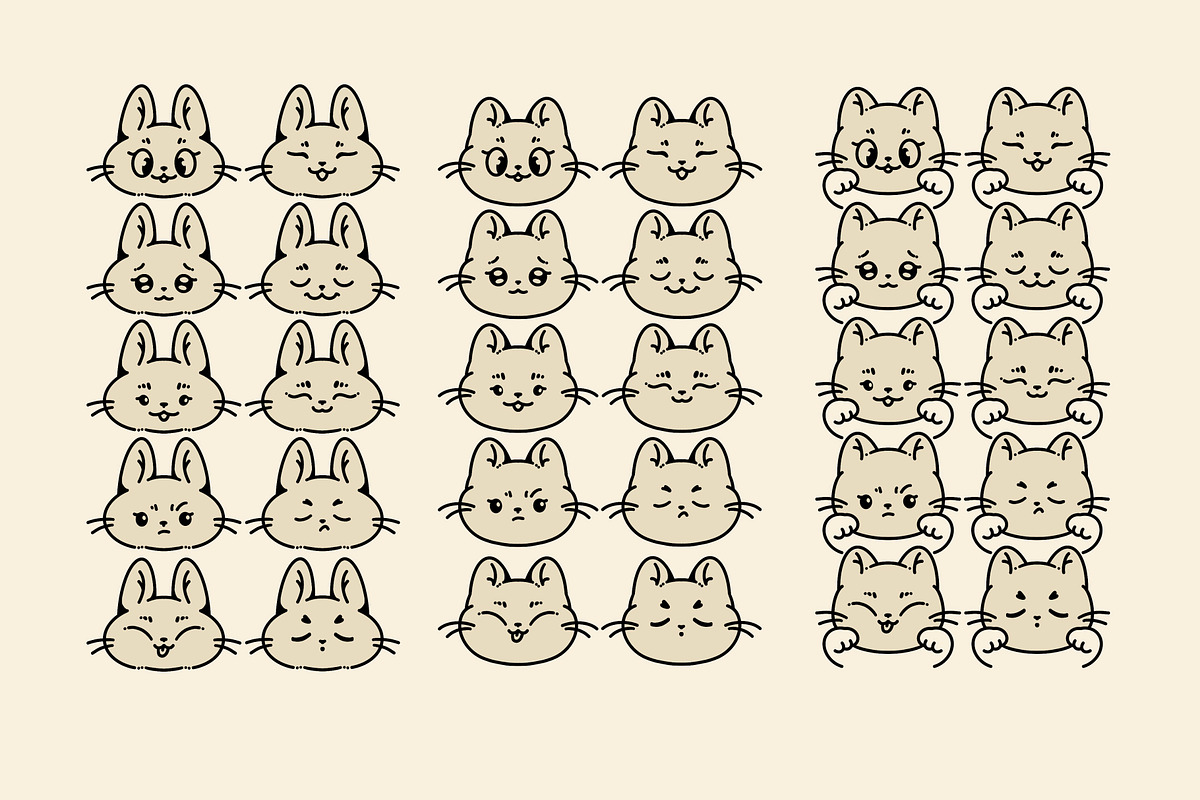 Lazy cute cats. Lineart collection, an Animal Illustration by heyXeni (Photo 10 of 11)