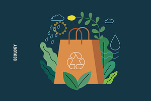 Ecology Flat Vector Illustrations